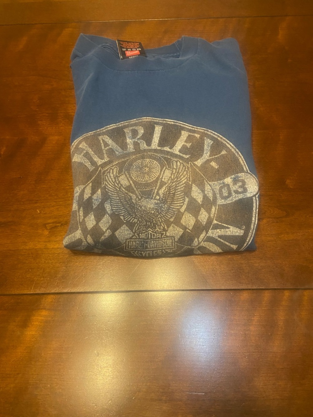 Harley Davidson Blue “Harley Davidson World” Graphic SS T Shirt Women’s M OKC